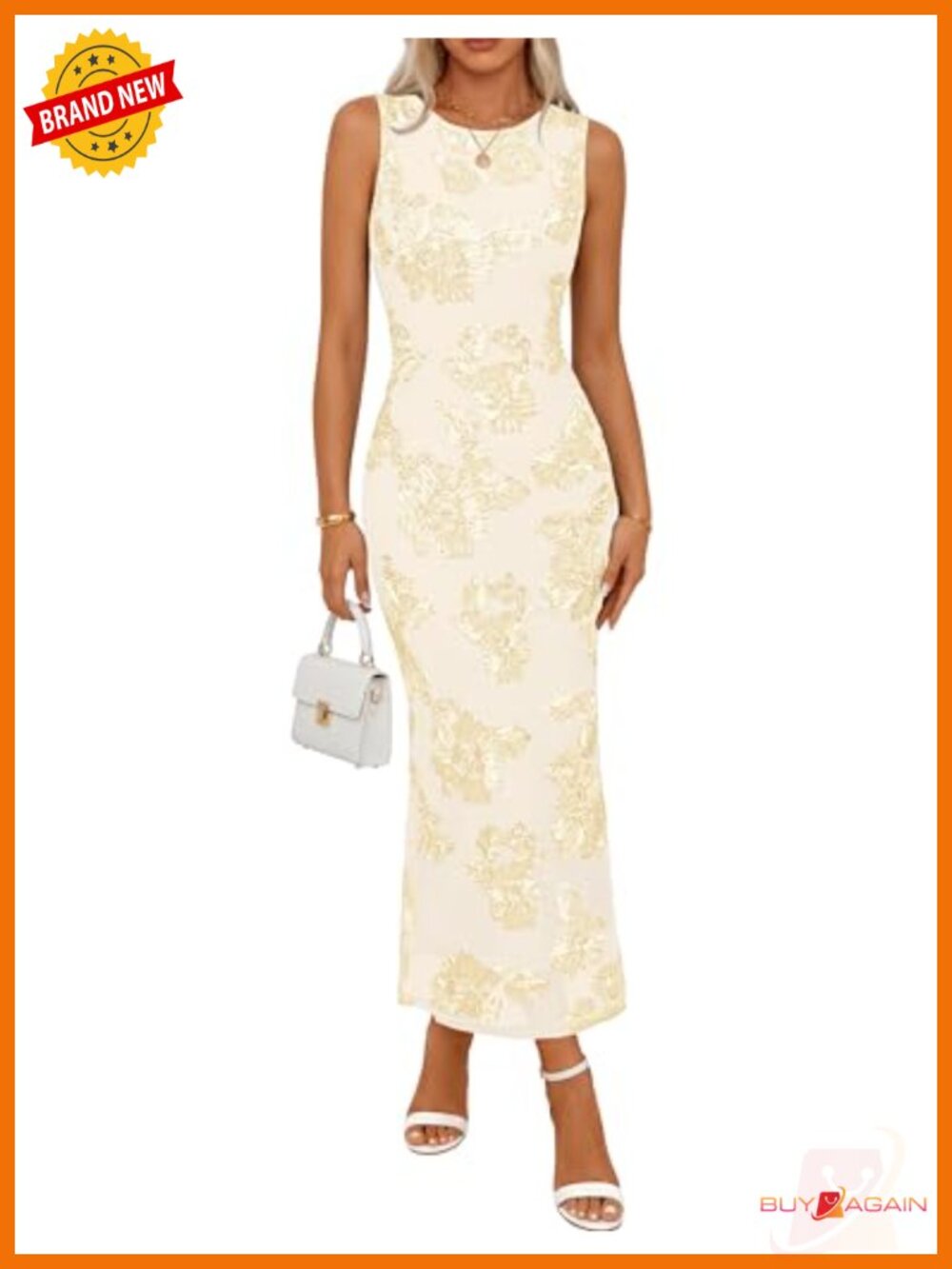 MEROKEETY Women's Floral Bodycon Maxi Dress Sleeveless Wedding Guest